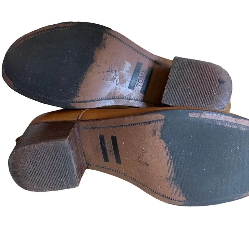 Toms Leila‎ booties shoes chestnut brown leather uppers ankle boots Size 7.5 - Picture 7 of 10